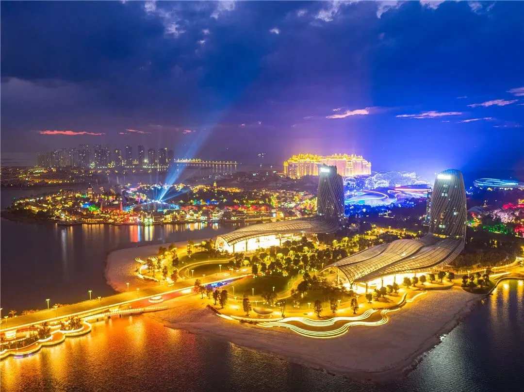 夜游海南海花島各種燈光和建筑美輪美奐