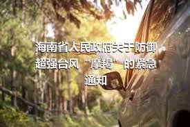 海南省人民政府關于防御超強臺風“摩羯”的緊急通知